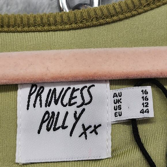 Princess Polly Dress Womens US 12 Green Long Bell Sleeve Square Neck Ribbed Knit - Picture 4 of 9